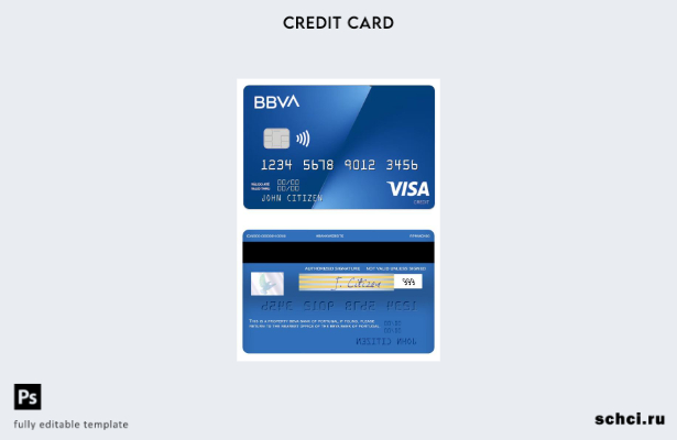 скачать цифровой шаблон кредитной карты Visa в Португалии BBVA Bank